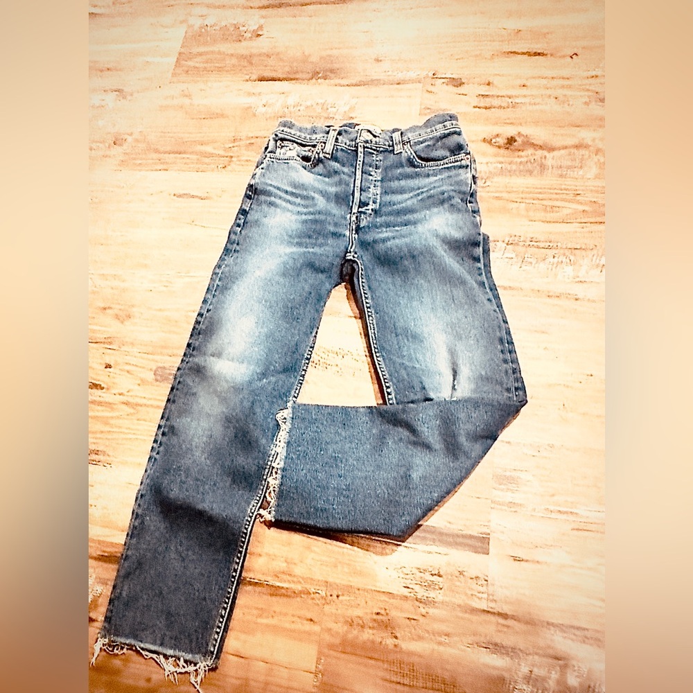 Re/Done Cigarette Slim| 90’s Vintage | Button Fly| Ankle | Straight Leg Jeans